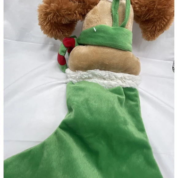 Christmas Stocking Musical Flop-Eared Doggie with Hanger  Plush 22” Working RARE - Picture 11 of 12